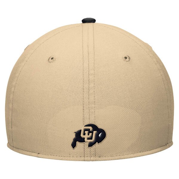 Back view of gold Nike hat with CU Buffaloes logo in black and gold near bottom edge